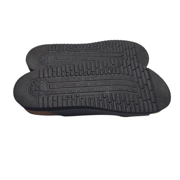 Mephisto Black Leather Two Strap Sandals Adjustable Buckles Cork Footbed Size 37 - Picture 2 of 16